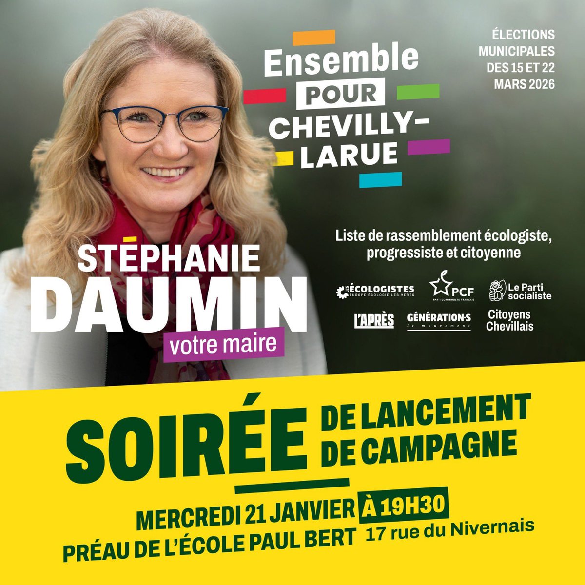 Stéphanie Daumin annonce sa candidature aux municipales de mars 2026, avec la volonté de poursuivre l’action engagée au service de Chevilly-Larue.

Une démarche dans la continuité du travail collectif mené avec les habitants et les acteurs de la ville.

#ChevillyLarue