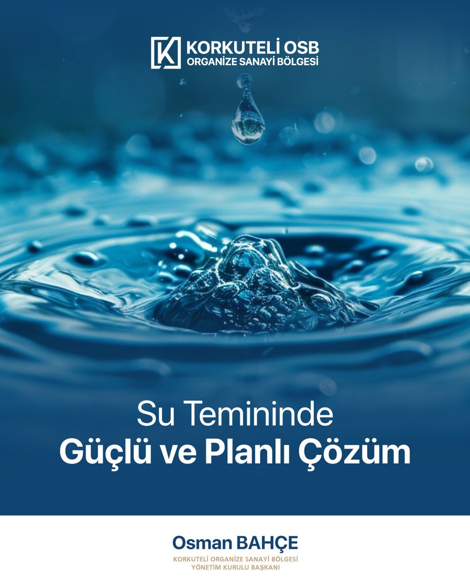 Üretimin sürekliliği, doğru planlanmış su yönetimiyle mümkündür.

Korkuteli OSB’de su temininde geliştirilen güçlü ve planlı çözümler, sanayinin bugünkü ihtiyaçlarını karşılarken yarının kaynaklarını da güvence altına alıyor.

Sorumlu kullanım, sürdürülebilir üretim.

📍