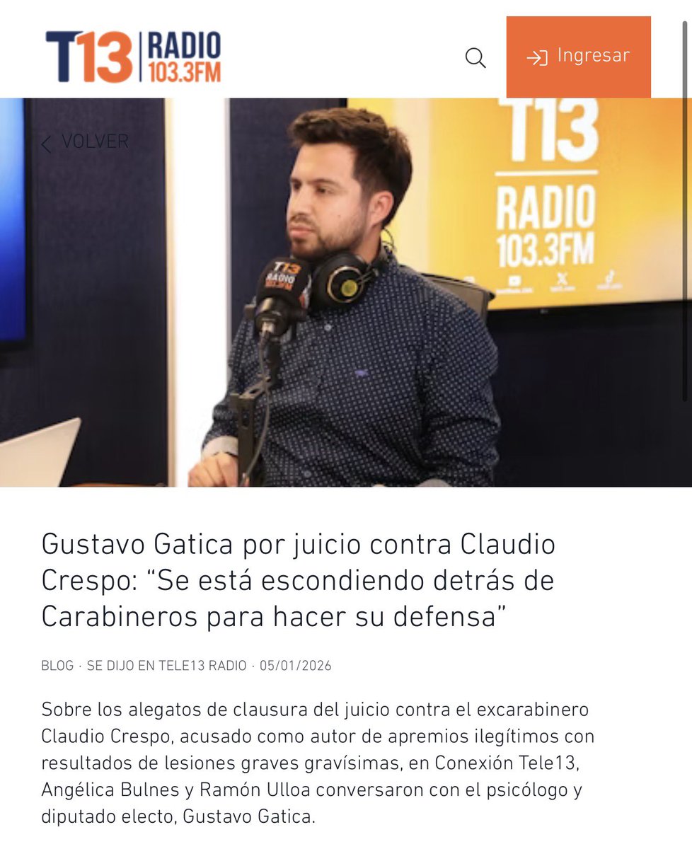 GustavoGaticaV's tweet image. Cuando me preguntan si este juicio es contra Carabineros de Chile, respondo con claridad: no lo es. Es contra Claudio Crespo, quien me disparó y al hacerlo traicionó la institución que juró proteger, incumpliendo sus protocolos. Esto no es revancha ni venganza. Es justicia