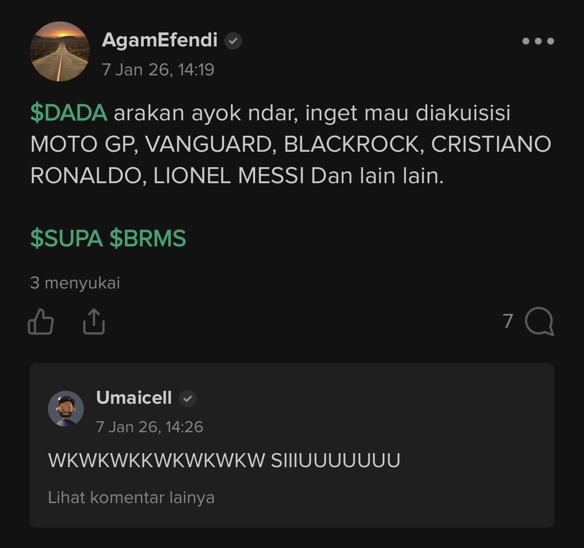 sheeshdonation's tweet photo. Bgst pada lucu lucu bgt kalo ngomongin $DADA 😂 https://t.co/Uxo6GEwvr0