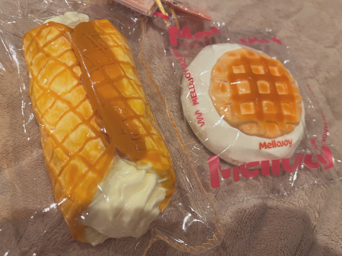 他のところで買ったワッフルとメロジョイワッフル。メロジョイが神