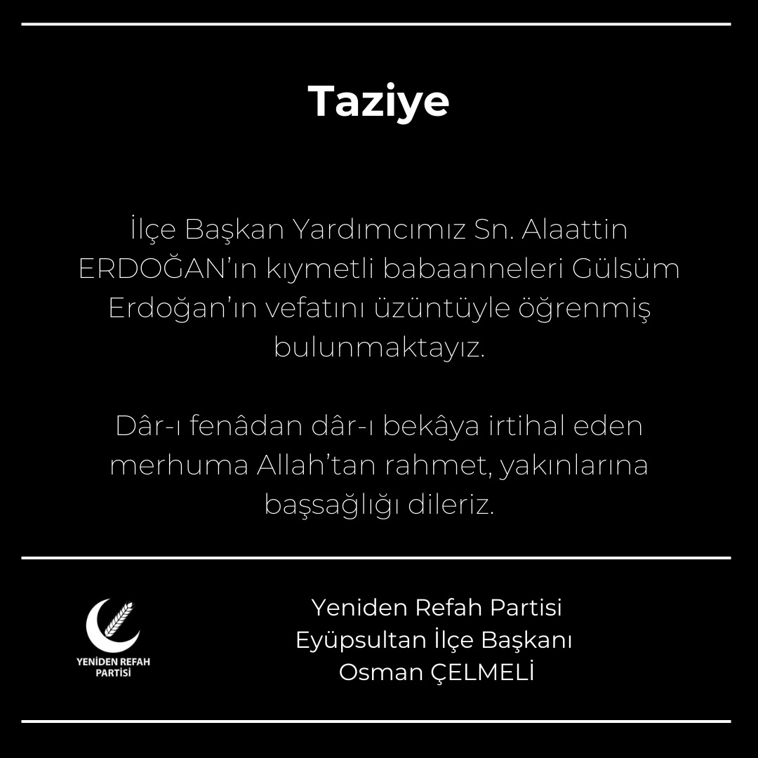 Yeniden Refah Partisi Eyüpsultan İlçe Başkanlığı (@rpeyupsultan) on Twitter photo 