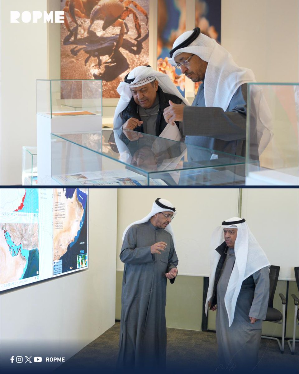 ROPME's tweet image. Kuwaiti Oil Minister Tariq Al-Roumi visited the headquarters of the Regional Organization for the Protection of the Marine Environment, where he was received by Executive Secretary Dr. Mohammed Al-Ahmad. During the visit, they discussed strengthening cooperation in the areas of…