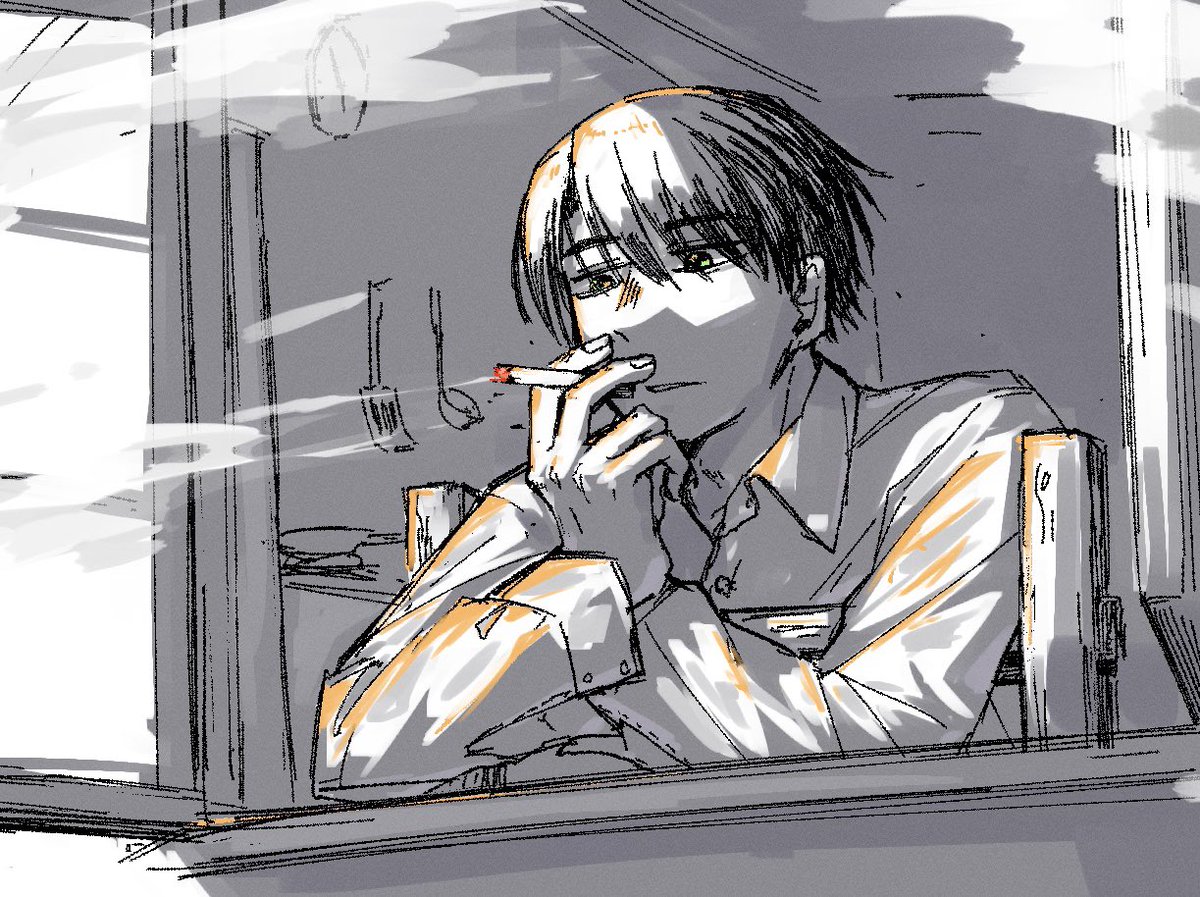 大昔にムルソーの喫煙絵描いてたので再掲（1枚目はリリース前、2枚目は原典ネタ）