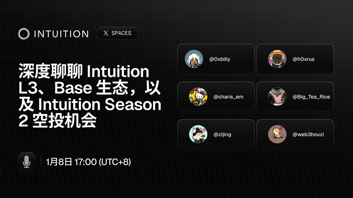 Intuition 中文社区特别活动｜X Space 明天下午五点~ 拿好小板凳~