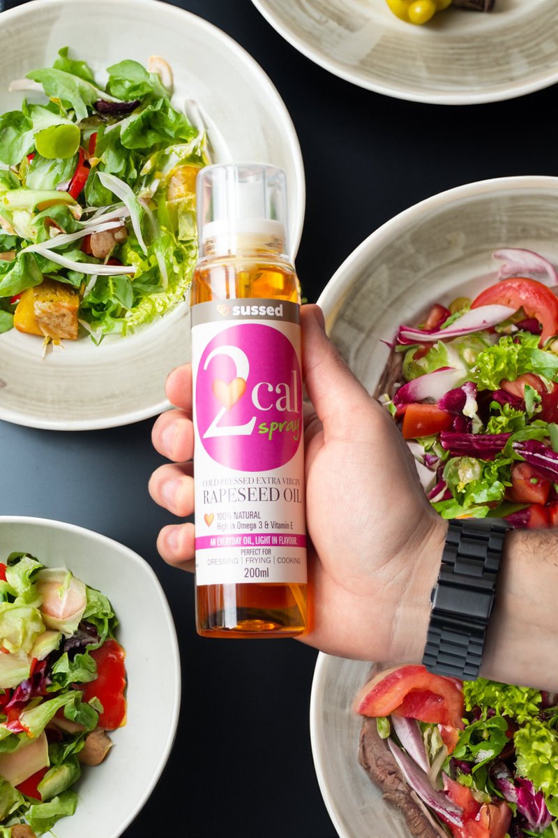 sussed11's tweet image. 2 Good Calories, 1 Quick Spray! Now you’ve got it #sussed!
Our #2Cal Cold Pressed Extra Virgin Rapeseed Oil spray has just 2 good calories per spray and is ideal as part of a calorie-controlled diet!
And, of course, it's 100% #natural like all sussed products. Naturally !💚