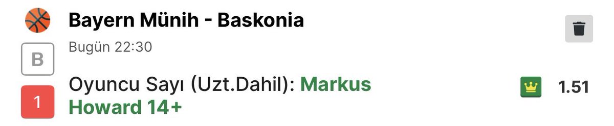 DoubleScreen23's tweet image. Markus Howard 14+ Sayı
1.51
STAKE 6/10

Howard sahadayken Baskonia hücumunun skor tetikleyicisi. Topu eline aldığı anda şut hacmi yükseliyor ve kısa sürede ritim bulabilen bir oyuncu. Bayern karşısında da sahada kaldığı dakikalarda hücum sorumluluğu alması bekleniyor.
14 sayı…