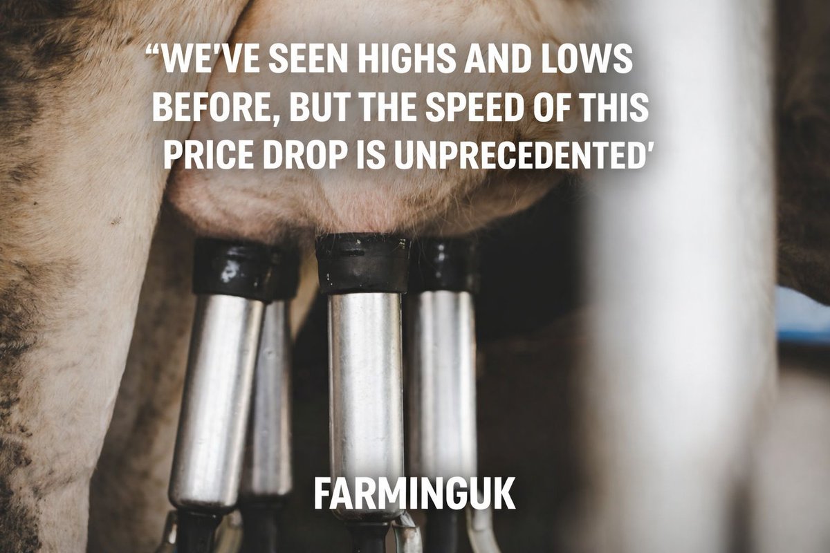 ❗ Dairy farmers are heading into 2026 facing a severe income squeeze, with milk prices from major buyers falling to around 35p per litre

READ MORE: farminguk.com/news/mid-30s-m…