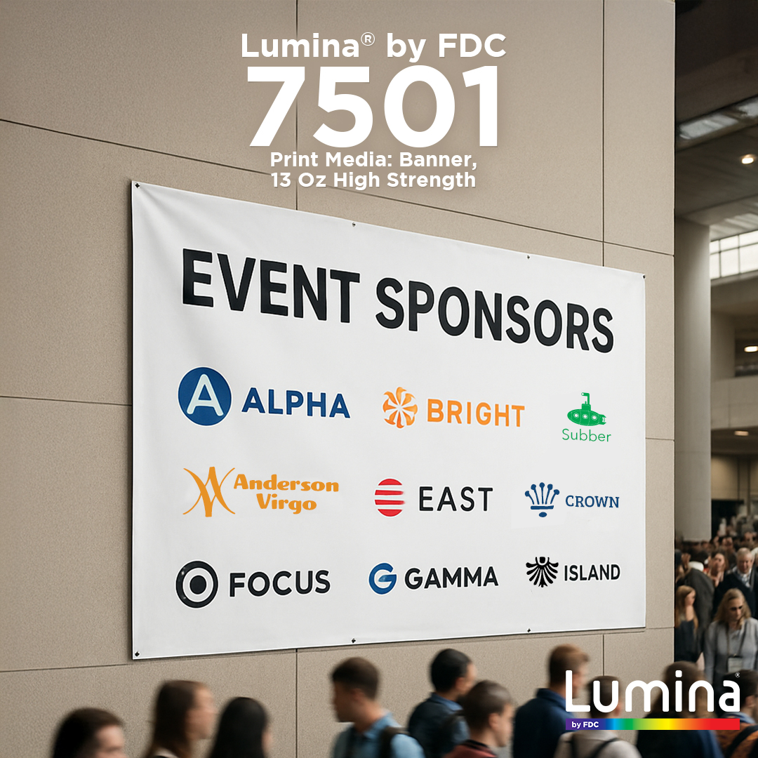 🌈 Lumina® by FDC 7501 Print Media: Banner, 13 Oz High Strength
• Event Signage That Shows Up and Holds Up
• Resists tearing and curling.
• Smooth, bright white face.
• Works with major ink systems.
🌈 Learn more: loom.ly/jp-22Rk
.
#CountOnUs #FDCFilms #FDC #Lumina