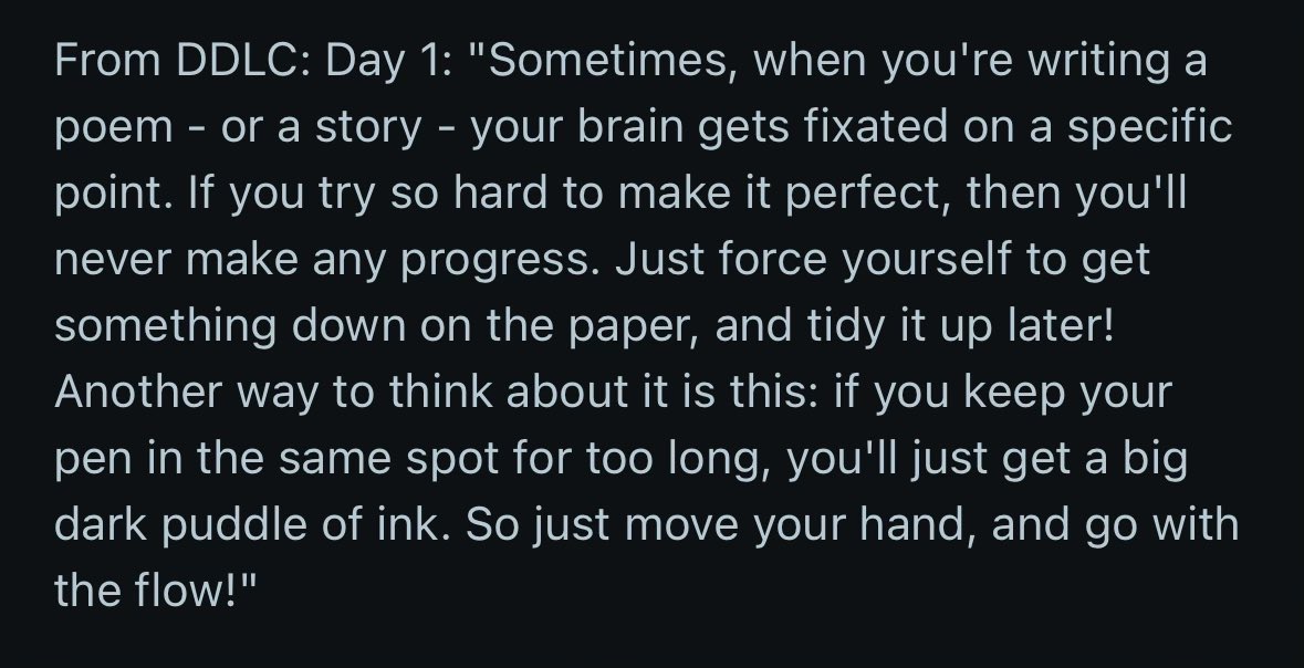 FailedTable's tweet image. When the writing is so rough you gotta pull out the Monika writing tip of the day