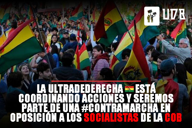 UltraderechaB's tweet photo. Nos estamos organizando para ser parte de una #ContraMarcha oponiéndonos a los delincuentes de la COB.
Pasa la voz para participar y hagámos respetar nuestras ciudades.
Detalles más adelante.
Liberpúbers con las gónadas atrofiadas abstenerse.
#LaPaz #Bolivia #ultraderecha https://t.co/Kmm7iaiyCa