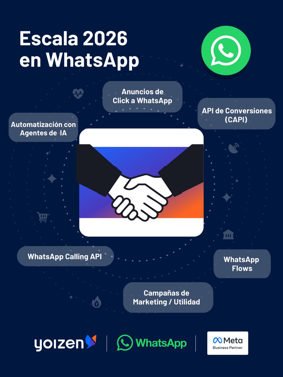 Comienza el 2026 con el respaldo de un 𝐌𝐞𝐭𝐚 𝐁𝐮𝐬𝐢𝐧𝐞𝐬𝐬 𝐏𝐚𝐫𝐭𝐧𝐞𝐫 certificado para escalar tu estrategia conversacional en <a href="/WhatsApp/">WhatsApp</a>. 🚀

Contáctanos para conocer más.
👉yoizen.com
🥇 #WhatsAppBusiness Solution Provider
🥇 #MetaBusinessPartner

#yoizen