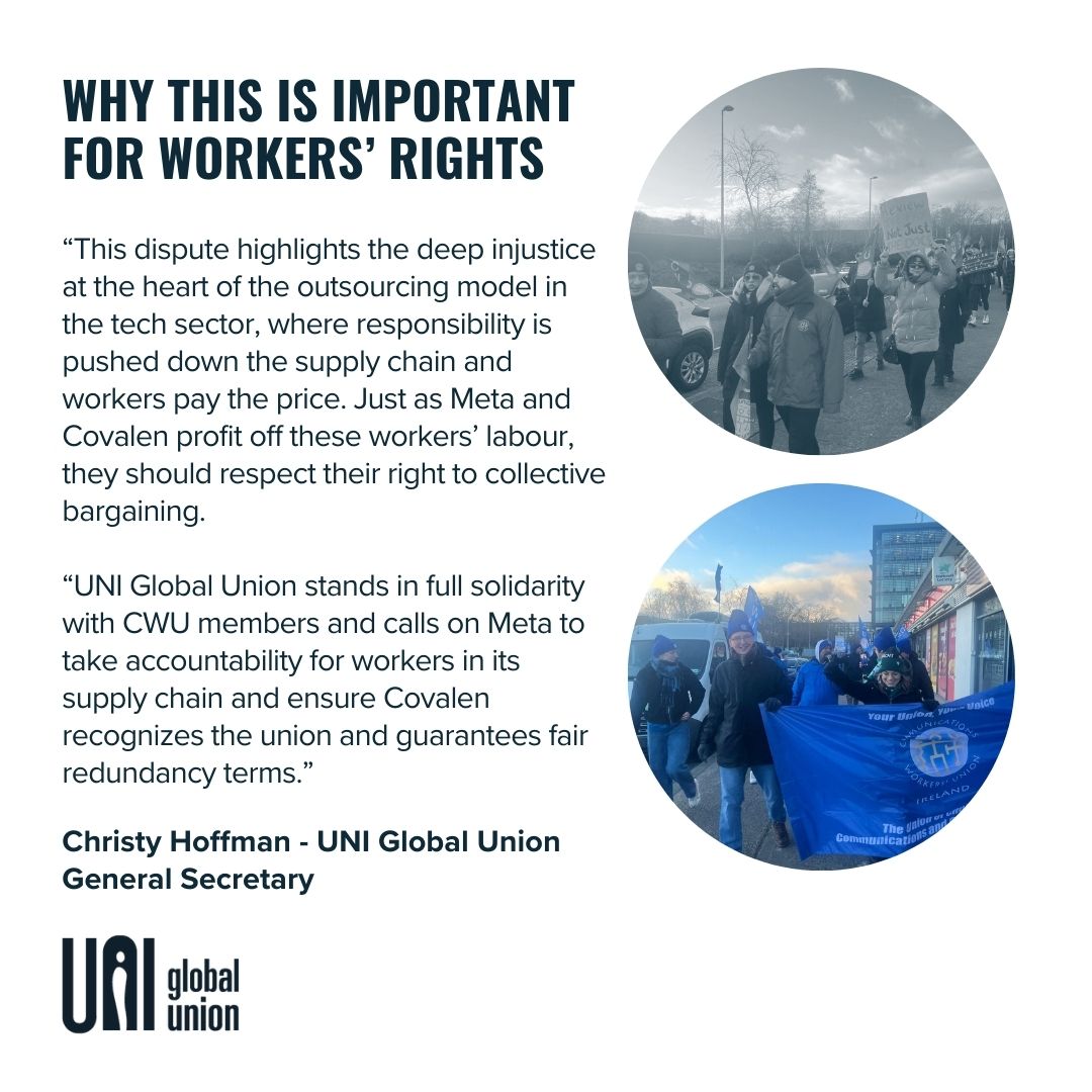 🚨 This is why Meta contractors at Covalen have been on strike in Ireland  this week 🇮🇪✊ 📣 Social media platforms must take responsibility for the  workers in their supply chains. 👊