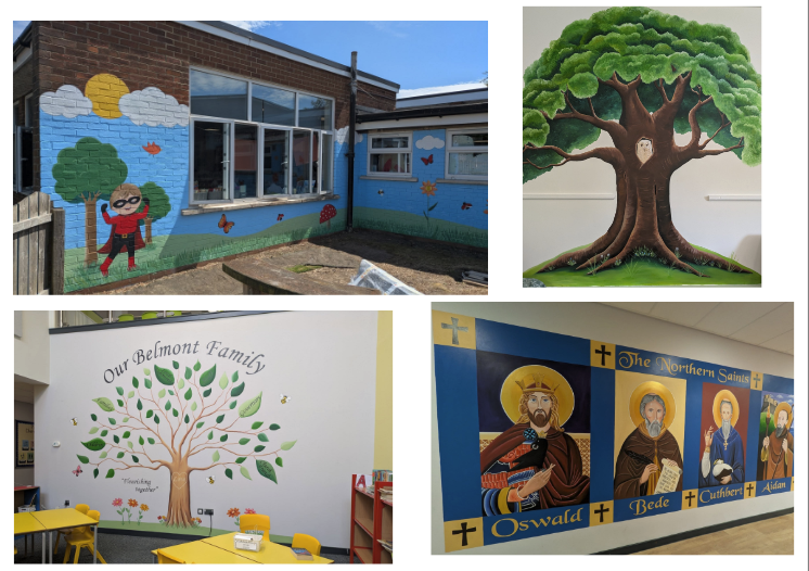 CustomMuralsUK's tweet photo. A selection of murals painted in 2025… Thanks to all my customers, looking forward to seeing what work 2026 brings! 👩🏼‍🎨🎨🖌️🫟 https://t.co/ssgk33omuE