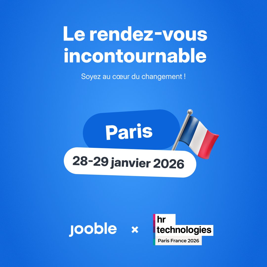 🚀 Jooble au salon HR Technologies France 2026 !

Venez échanger avec nous sur l'avenir du recrutement à Paris Porte de Versailles💡

📅 28-29 janvier 
📍 Paris 
⏳ Inscrivez-vous ici : forms.reg.buzz/hr-technologie…

À très vite ! 👋 

#HRTech #Recrutement #Jooble