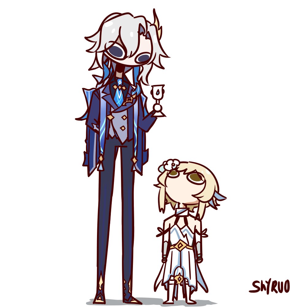 ouryhs's tweet image. its a lil off height, its got wabi sabi
#Neuvillette #Lumine #GenshinImpact