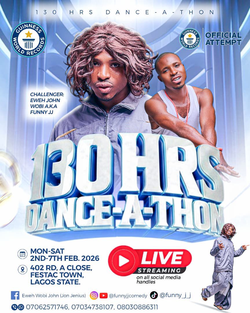 JonJenius's tweet photo. You all aren't ready for what is coming. It's gon be massive. Let's anticipate this event come Feb 2nd - 7th 2026. 130hrs Dance Marathon. come experience it or follow our social media platforms to watch the Livestream @MTNNG @brainjotter__ @DONJAZZY  @Olamide @hildabacicooks https://t.co/3Pqj9JnKir