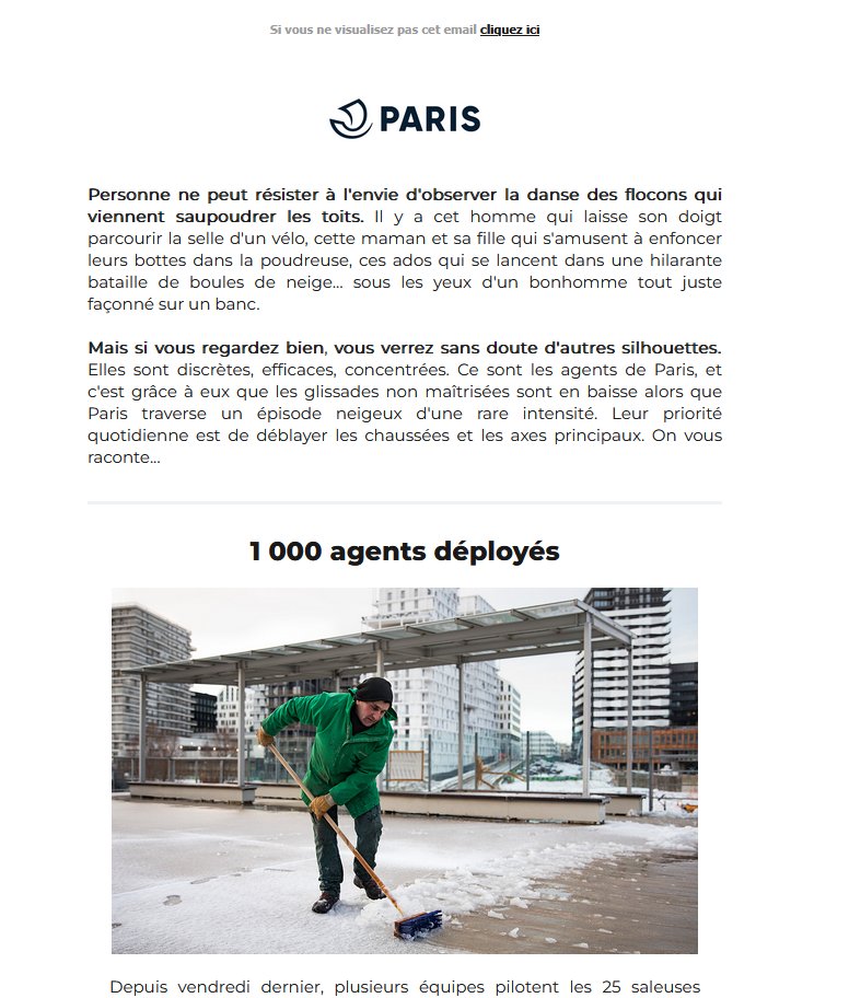 JCQDSE's tweet photo. La mairie de Paris vient d'envoyer un mailing pour se glorifier d'avoir déneigé la Capitale.

Regardez sur la photo les moyens déployés : le pauvre gars racle avec un balais à l'envers.

🤪 🤣 🥳 https://t.co/1Eh58WAyge