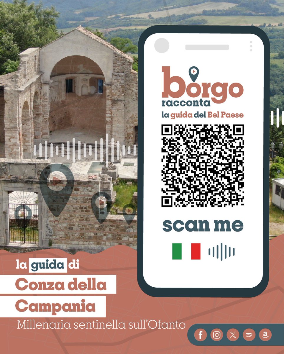 🌍 È arrivata la nuova Guida Turistica Interattiva dedicata al Comune di CONZA DELLA CAMPANIA!

📌 Inizia subito il tuo tour: scansiona il QR Code o clicca qui 👉 borgoracconta.it/citta/conza-de…

#laguidadelbelpaese
#ConzaDellaCampania #Campania #Avellino #Ofanto #LagodiConza #it