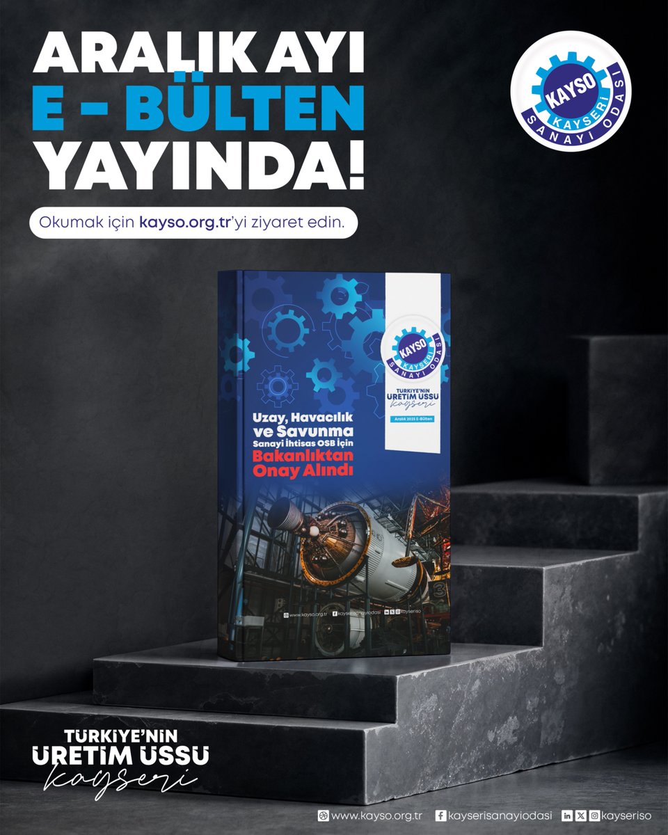 📰 Aralık 2025 | KAYSO E-Bülten
Aralık ayında gerçekleştirdiğimiz çalışmalar, etkinlikler ve sanayimize değer katan gelişmeler KAYSO E-Bültenimizde bir araya geldi.
Güncel içeriklerimizi incelemek ve KAYSO’nun faaliyetlerine yakından göz atmak için e-bültenimizi aşağıdaki