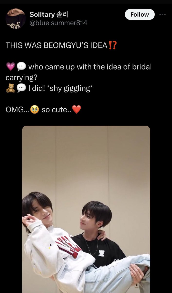 snowtaegyu's tweet image. 👤 who came up with the idea of bridal carrying?
🧸 i did! *shy giggling*

so when are we getting back 231023 taegyu cuz this was INSANE