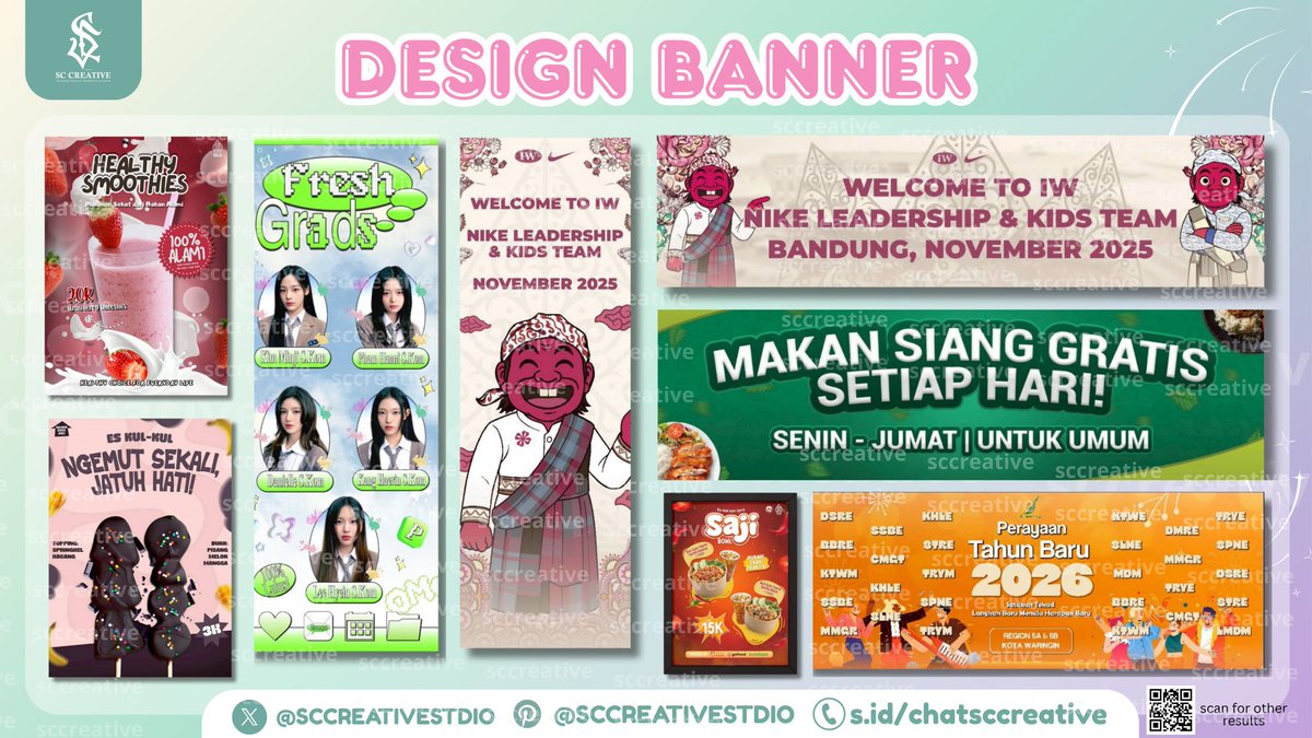 SCCREATIVEarts's tweet image. help rt? thank u ✨
halo, kamu sedang cari jasa edit/design poster, banner, menu atau pricelist, logo, sampe ke jasa edit (ganti baju, touchup, manips, dll) disini tempatnya!
- free revisi ✅
- cepat dan memuaskan ✅
- trusted 💯 ✅

☎️ wa @sccreativestdio 
#zonauang #zonaba