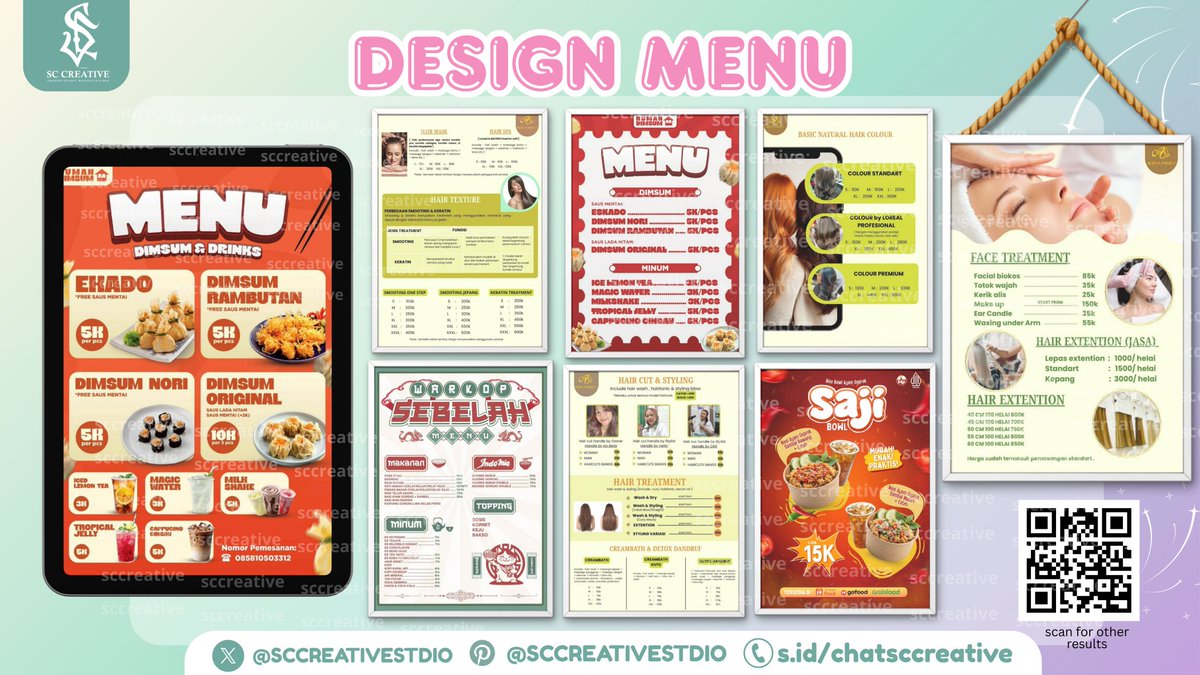 SCCREATIVEarts's tweet image. help rt? thank u ✨
halo, kamu sedang cari jasa edit/design poster, banner, menu atau pricelist, logo, sampe ke jasa edit (ganti baju, touchup, manips, dll) disini tempatnya!
- free revisi ✅
- cepat dan memuaskan ✅
- trusted 💯 ✅

☎️ wa @sccreativestdio 
#zonauang #zonaba