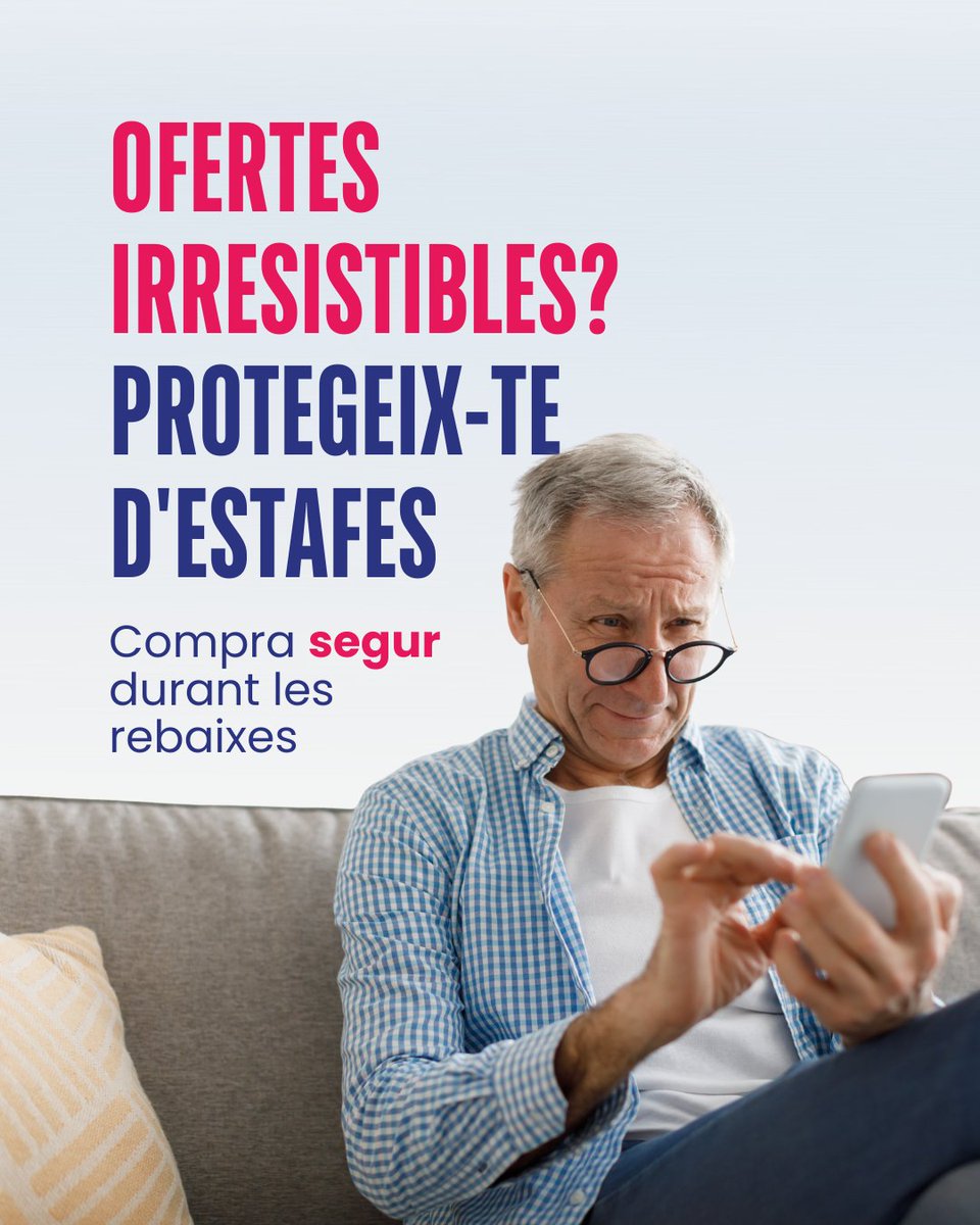 ⚠️ Atenció a les estafes disfressades de ganga.

Durant les rebaixes proliferen webs clonades, perfils falsos i correus amb descomptes irreals que només busquen les teves dades. 👉 El preu real pot ser molt més alt del que sembla.

Abans de comprar:
✓ Revisa que la web sigui