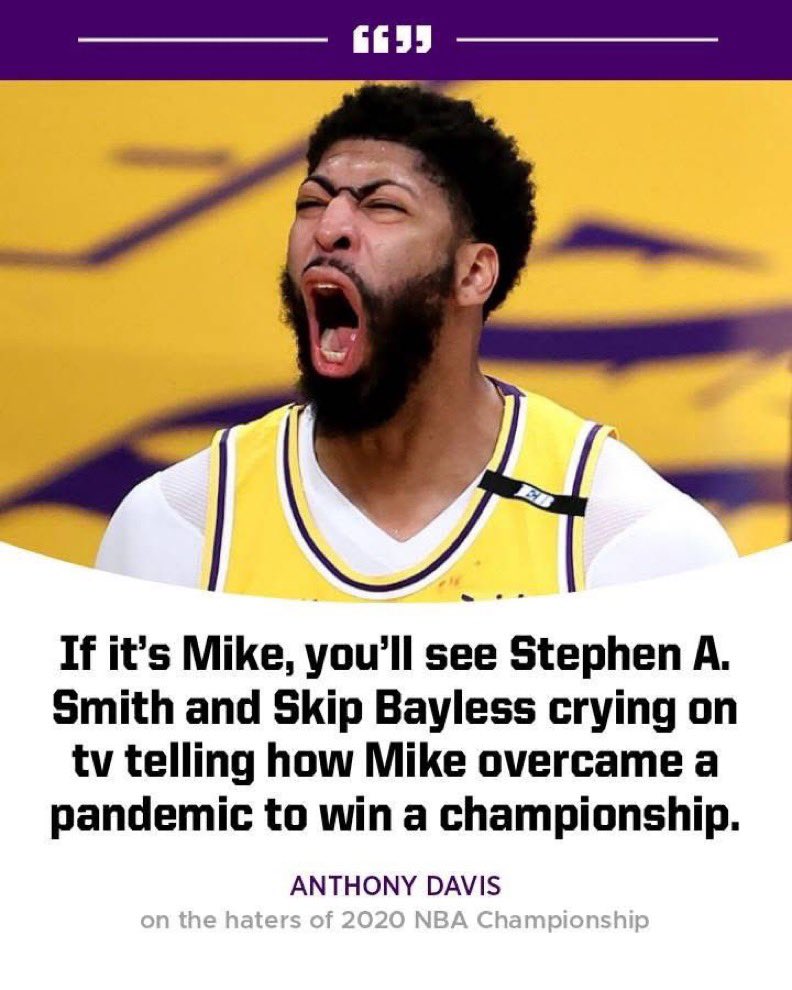 LBJsBest's tweet image. AD knows it’s basically just LeBron haters that hate on the 2020 championship