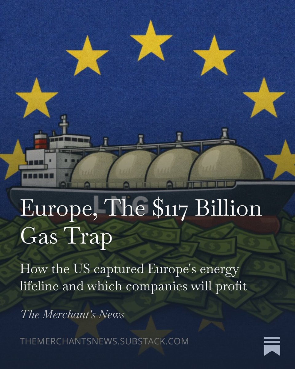 jackprandelli's tweet image. 🇩🇪Germany gets 94% of its LNG from one country

🇫🇮Finland: 92%

🇬🇷 Greece: 84%

That country? 

The United States

Since 2022, the #EU  has spent €117 billion on American LNG triple what it spent on Russian #gas in the same period.

But this isn't a crisis... It's the…