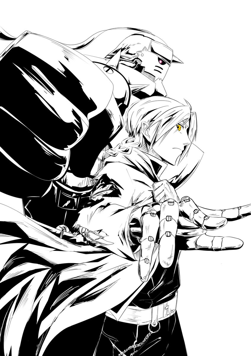_1i7a_1885's tweet image. 前に描いたエドさんとアルにゃんがでてきた💙
 #fma