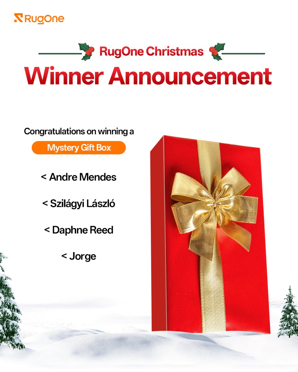 🏆 GIVEAWAY WINNERS 🏆
The wait is over! Huge congratulations to our lucky winners of the #RugOneChristmasGiveaway!
Please check your email inbox for prize details.
Thank you to everyone for being part of the RugOne community!

#RugOne #RugOneXever7 #RugOneXever7Pro #Ulefone