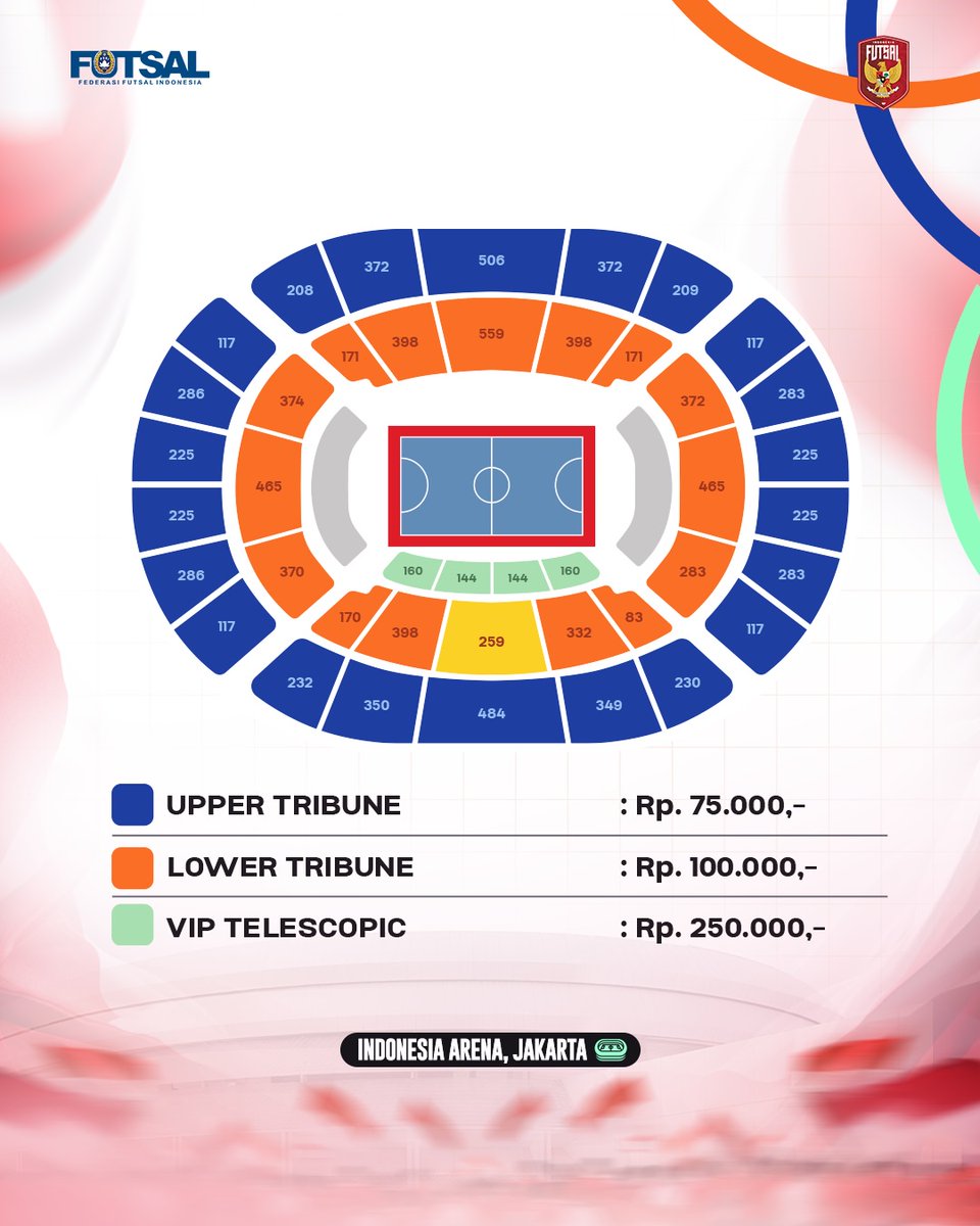 TimnasXtra's tweet photo. 🚨 FFI have announced the ticket prices for the AFC Futsal Asian Cup 2026.

🇰🇷 27 Jan | 🇰🇬 29 Jan | 🇮🇶 31 Jan
🏟️ Indonesia Arena
🕖 19:00 WIB https://t.co/dSPBW8NDzH