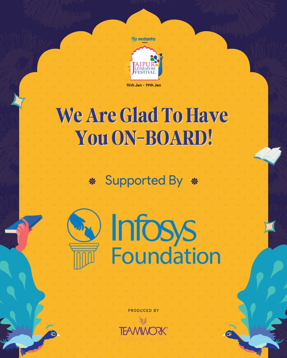 JaipurLitFest's tweet photo. We extend our gratitude to @Infy_Foundation for supporting the Jaipur Literature Festival 2026, Presented by Vedanta!
#JaipurLiteraturefestival2026 #JaipurLiteratureFestival #jaipurlitfest2026 #infosysfoundation https://t.co/9CyZJ2Cy61