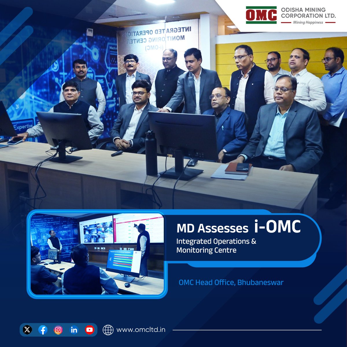 odisha_mining's tweet photo. MD Shri Sudhansu Mohan Samal, IAS, along with Functional Directors, assessed the newly built Integrated Operations &amp; Monitoring Centre at Head Office.
The facility enhances real-time digital oversight of #MiningOperations, enabling quicker insights &amp; stronger operational control https://t.co/blOm0VJUoH