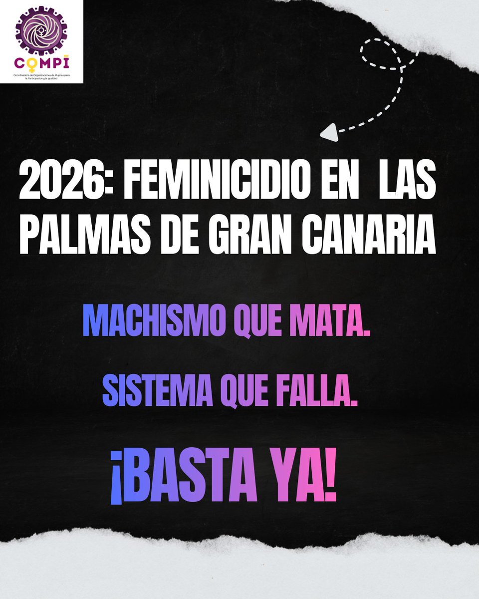 CoordinaCOMPI's tweet image. Feminicidio en Las Palmas de Gran Canaria.
Una mujer de 43 años asesinada.

No es un hecho aislado.
No es fatalidad.
Es violencia machista y responsabilidad institucional.

laprovincia.es/las-palmas/202…

#ViolenciaMachista #NiUnaMenos #COMPI
