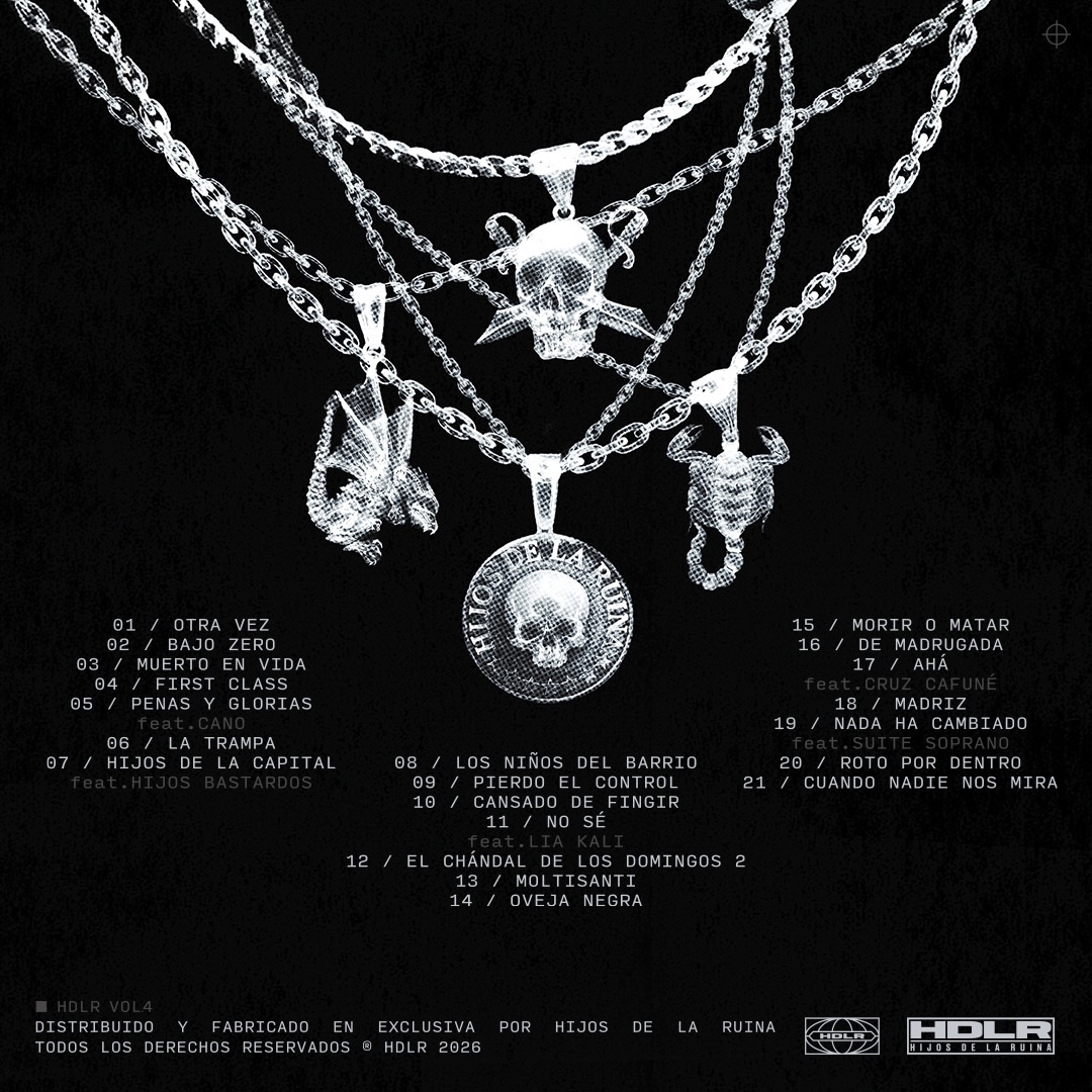 👤 NATOS Y WAOR
👤 RECYCLED J

💿 HIJOS DE LA RUINA VOL. 4

🗣️ CANO
🗣️ CRUZ CAFUNÉ
🗣️ SUITE SOPRANO
🗣️ LIA KALI
🗣️ HIJOS BASTARDOS

🎹 PABLO GARETA
🎹 SOKETHUGPRO
🎹 PMP
🎹 JAACK STONE
🎹 BATZ
🎹 SELECTA
🎹 THE ICONICS
🎹 BOMBONY MONTANA

🗓️ 16 de enero