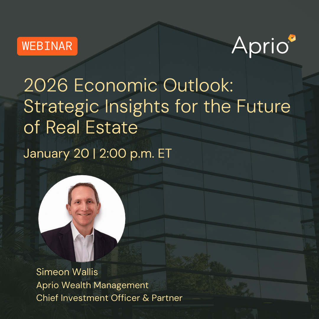 I can’t wait to hear Aprio Wealth Management's own Simeon Wallis discuss the broader economy in 2026 in Aprio's next economic outlook webinar.  This session will dive into what’s ahead for the market and real estate, including the impact of AI’s value chain and capital market…