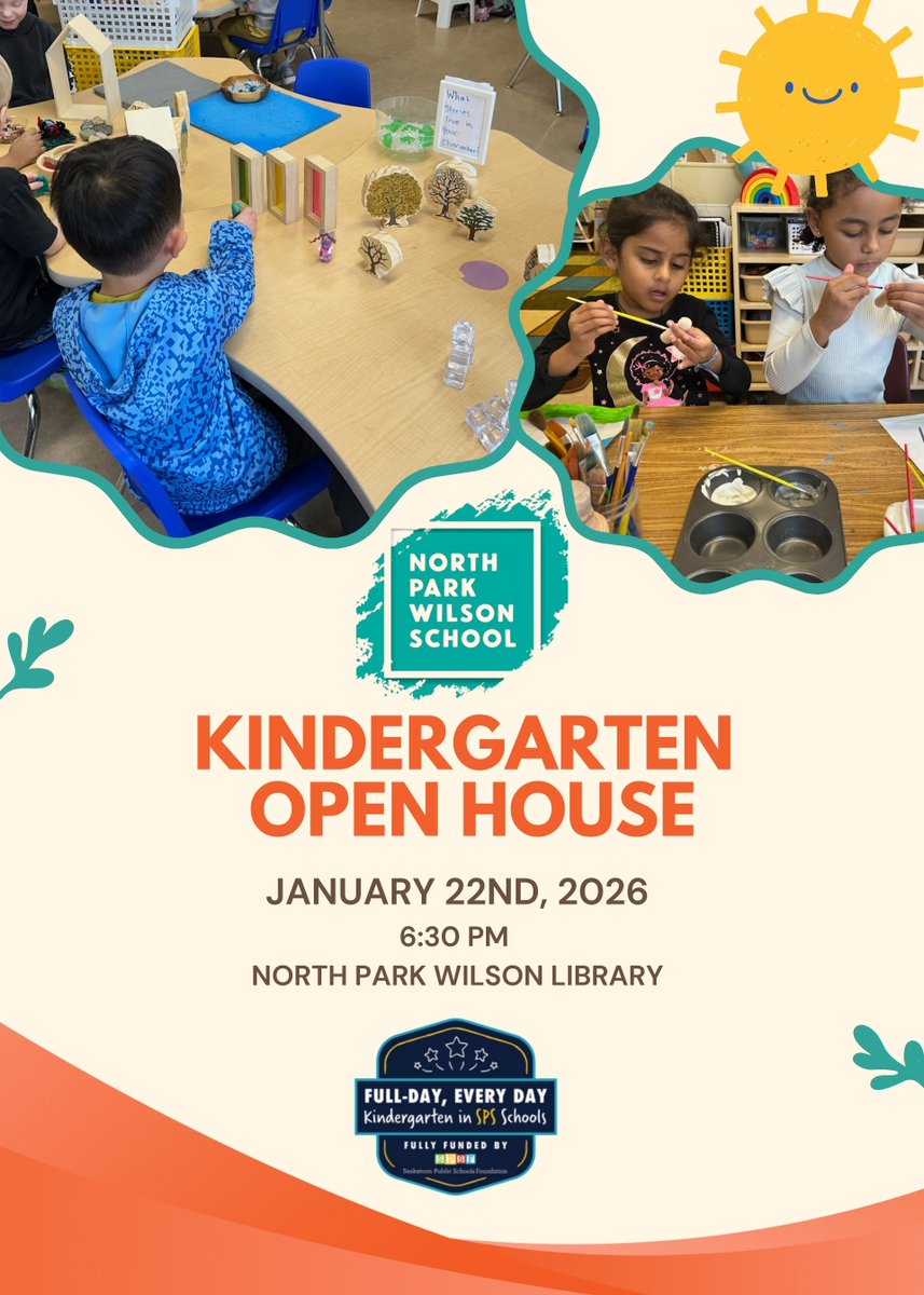 Join us for our <a href="/NPWschool/">NPW School</a> Kindergarten Open House on January 22nd@ 6:30PM! If your child will be 5 years old by Dec. 31, 2026, they can start kindergarten this fall. Registration now open. We are excited to tell you about our school and K program!🍏#spslearn
<a href="/StoonPubSchools/">Saskatoon Public Schools</a>