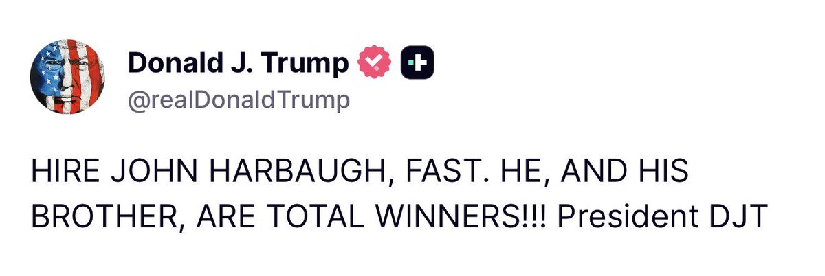 ClayTravis's tweet image. President Trump weighs in on John Harbaugh.