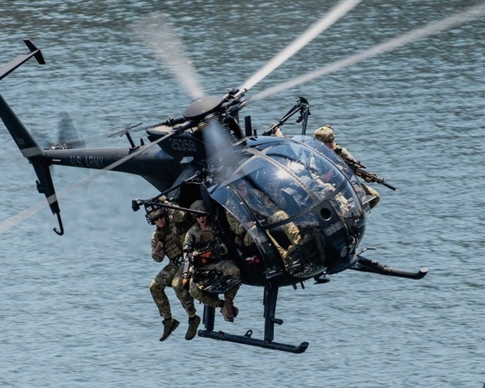 angertab's tweet image. RT published images from the Bella 1 before the US military took control. 

The helicopter appears to be an MH-6, typically operated by the 160th SOAR.

The men it inserts are America's pipe-hitters. This further substantiates that the cargo on that ship was of great importance.