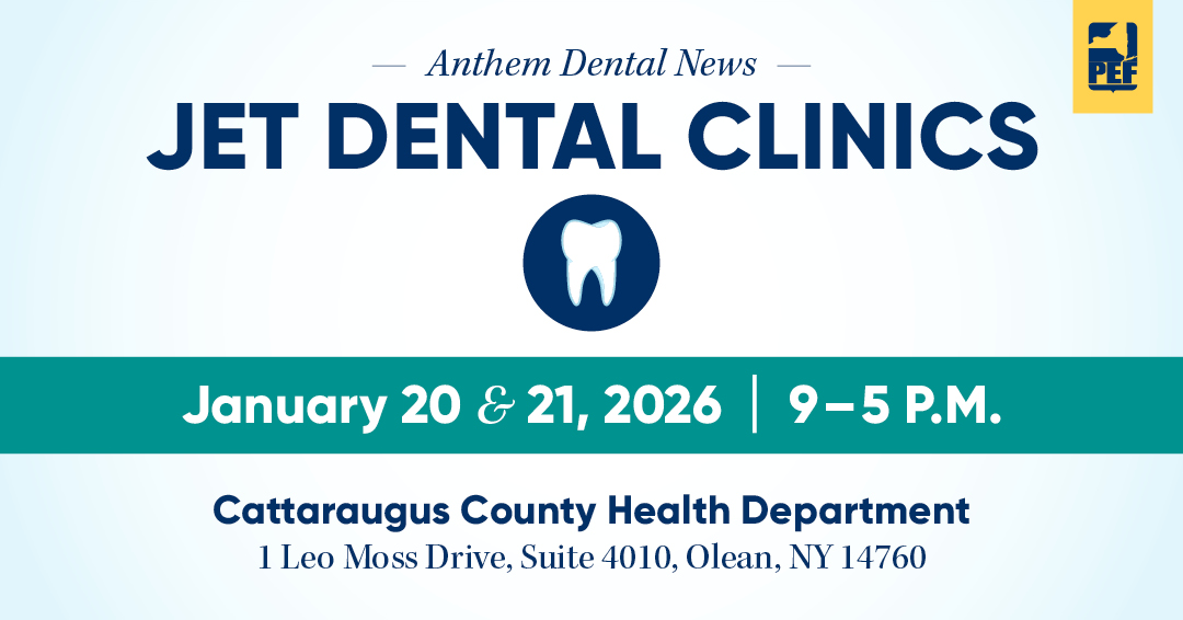 NYSPEF's tweet image. Region 1 and 2 Members!

Jet Dental Clinic – January 20 &amp;amp; 21, 2026
A Jet Dental clinic is coming to Cattaraugus County! New York State Dental Plan enrollees and covered dependents can receive preventive dental care, including cleanings, exams and X-rays in your area. You must…