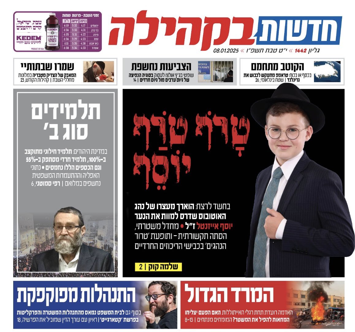 היום שאחרי האסון שאיחד את הציבור החרדי:
מחדל משטרתי, הסתה תקשורתית ותופעת ׳טרור הנהגים׳ בריכוזים החרדיים 

שער <a href="/bakehila_n/">עיתון בקהילה - הדף הרשמי</a> #חדשותבקהילה