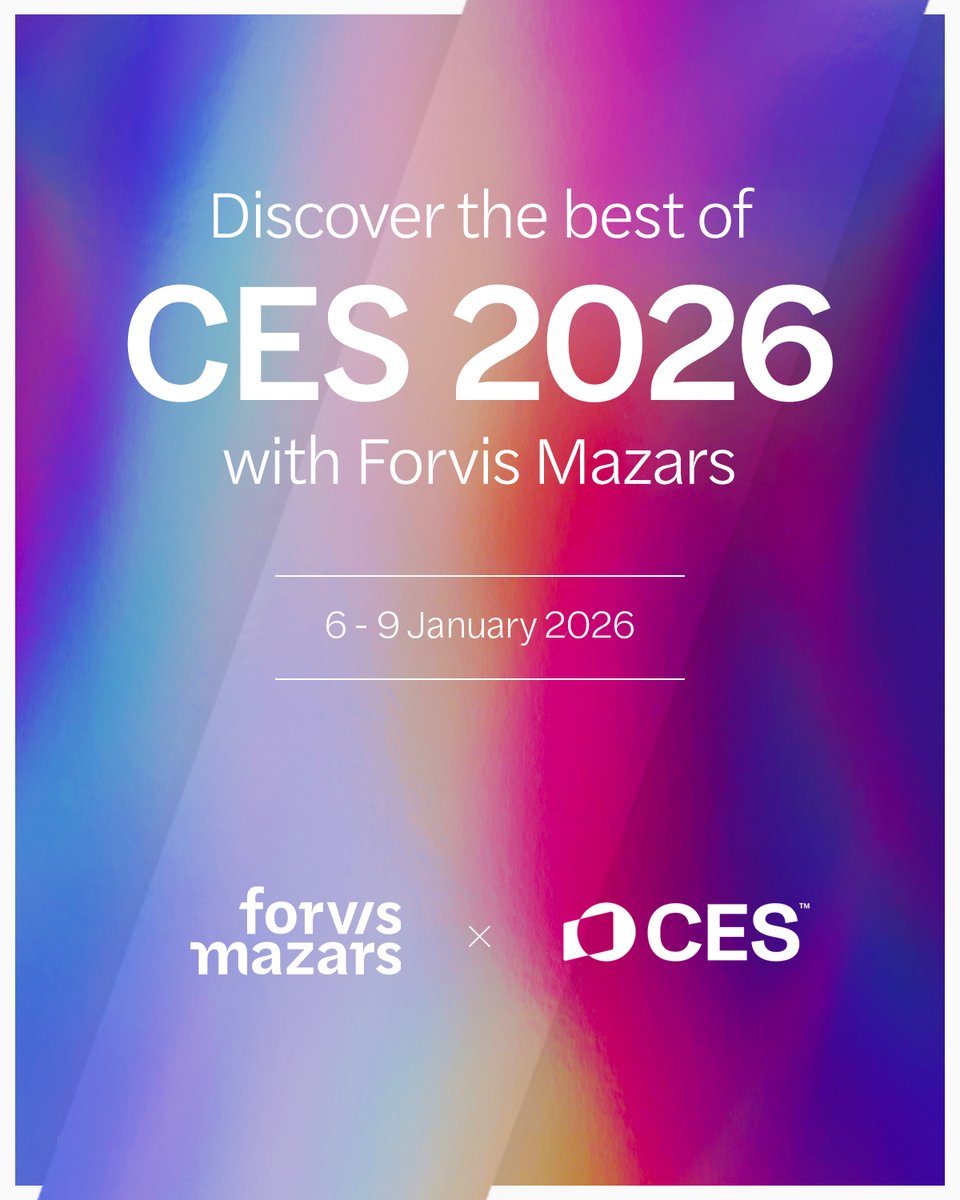 gdevauxmazars's tweet photo. Ready for #CES2026? The countdown is on!

Join @ForvisMazarsGrp at @CES, the world's most prestigious #tech event: https://t.co/7bsN7Fpn4p

Stay tuned to explore the latest technological innovations.

🗓️ 6-9 January, 2026
📍 Las Vegas, U.S. https://t.co/IfWS1lRdxv