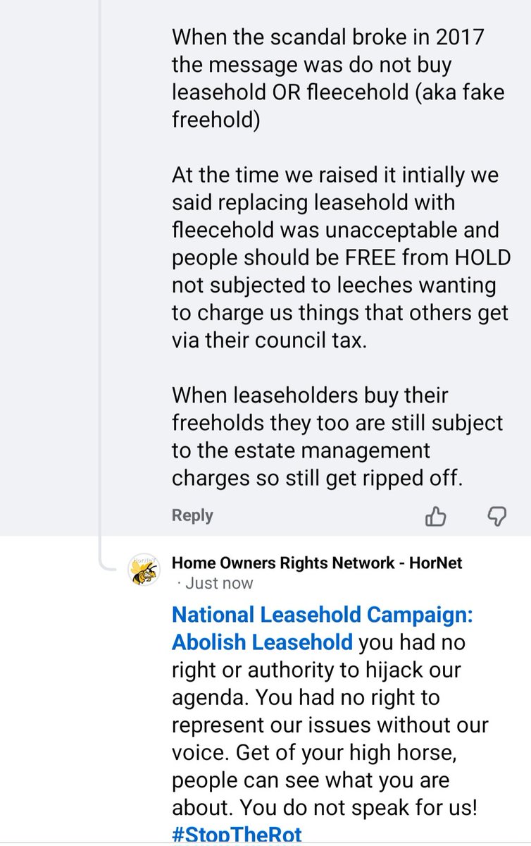 HorNet_Group's tweet photo. And here we have clear proof of how Katie & Co conflated our private estates matters with leasehold tenure. We are going to respond to this in detail. NLC's logic to dominate our campaign is that just because some leaseholders are affected, they have some kind of authority over us. This is NOT okay. This message by NLC if anything, reeks of insecurity. Even your own leaseholders have lost faith in you. You need to know your place and BACK OFF #StopTheRot