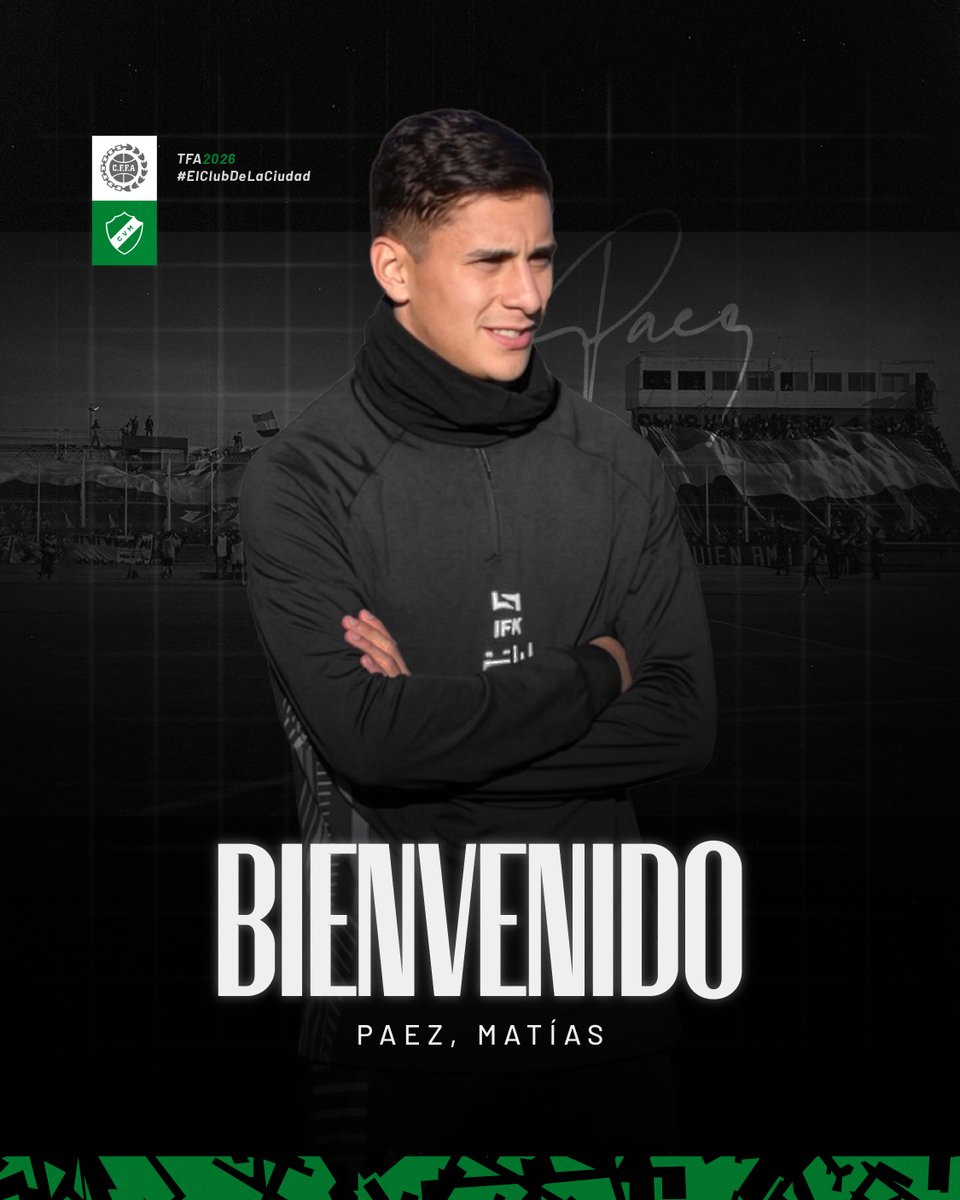 #Fútbol ⚽ #TFA

👉 Matías Páez, se suma como refuerzo.

✔️ Mediocampista de 25 años, llega al club desde Cipolletti y será parte del plantel que conduce Diego Cochas.

¡Bienvenido al Tricolor! 👊

#ElClubDeLaCiudad 🇦🇪