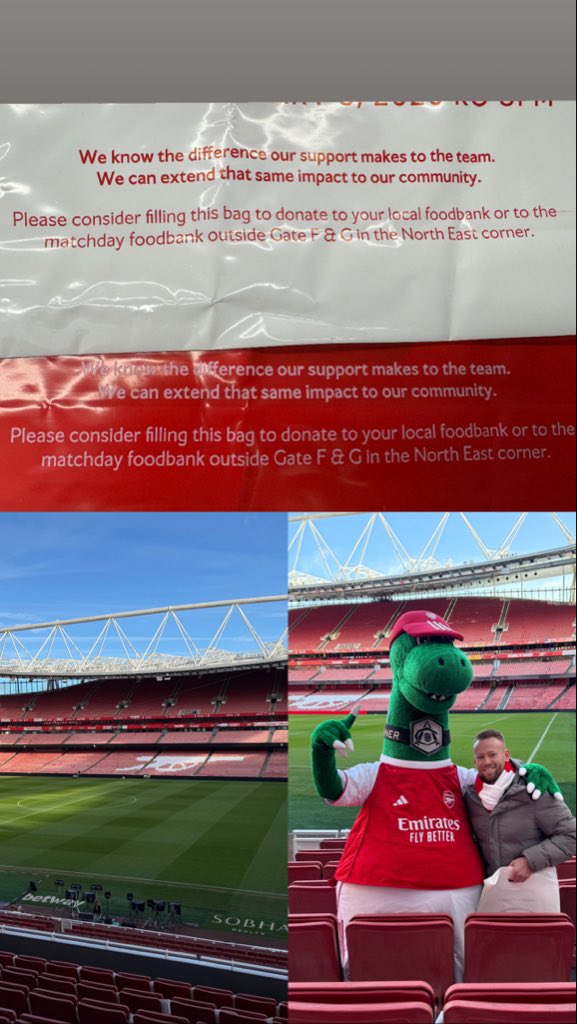 That’s a wrap ready for tomorrow 🔴⚪️

🚨 Advanced message from AFC, please note that as part of tomorrow’s display, there is a VERY important message. Please consider supporting your local/match day food bank

Homelessness &amp; hunger wear no colours

🔴⚪️ 7:45, take to your seats!