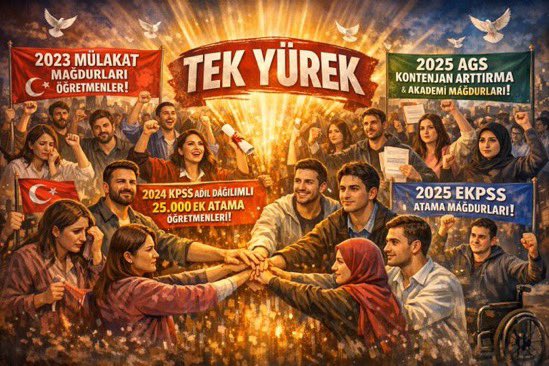 ATAMA BEKLEYEN ÖĞRETMENLERİMİZ 
TEK SES TEK YÜREK:
📌Mülakat  mağduriyetleri giderilsin
📌 2024 Kpss' ye Ek atama yapılsın, adil kontenjan verilsin. 
📌Akademi mağduriyeti giderilsin
 Ücretli öğretmenlik yerine acil atama yapılsın. 

<a href="/Yusuf__Tekin/">Yusuf Tekin</a>
 #CBÖğretmenlerAtamaBekliyor