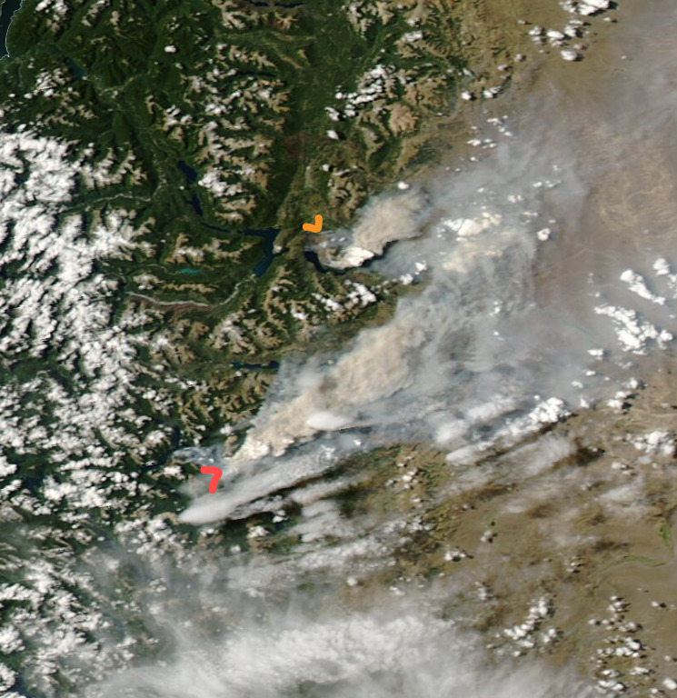 Tremendos los incendios en Puerto Patriada (anaranjado) y lago Menéndez (rojo).
Ambos en Chubut, el segundo está dentro del Parque Nacional Los Alerces.
Imágenes MODIS de ayer a la tarde.