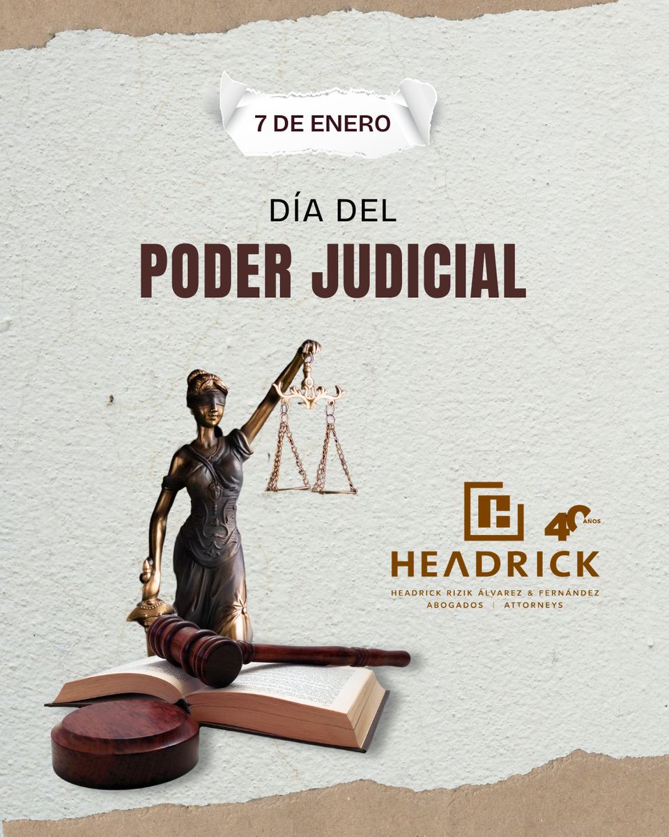 Hoy, miércoles 7 de enero de 2026, conmemoramos el Día del Poder Judicial. En esta fecha especial, recordamos la importancia de la justicia en nuestra sociedad. Nuestros mejores deseos a todos los servidores públicos del Poder Judicial. #Headrick